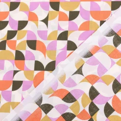 Baumwollstoff Popeline Fine Poplin GEOMETRIC Retro Kreise ecru grün 1,45m Breite