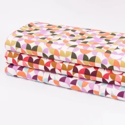 Baumwollstoff Popeline Fine Poplin GEOMETRIC Retro Kreise ecru grün 1,45m Breite