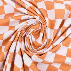 Baumwollstoff Popeline Fine Poplin Karo groß offweiß orange 1,45m Breite