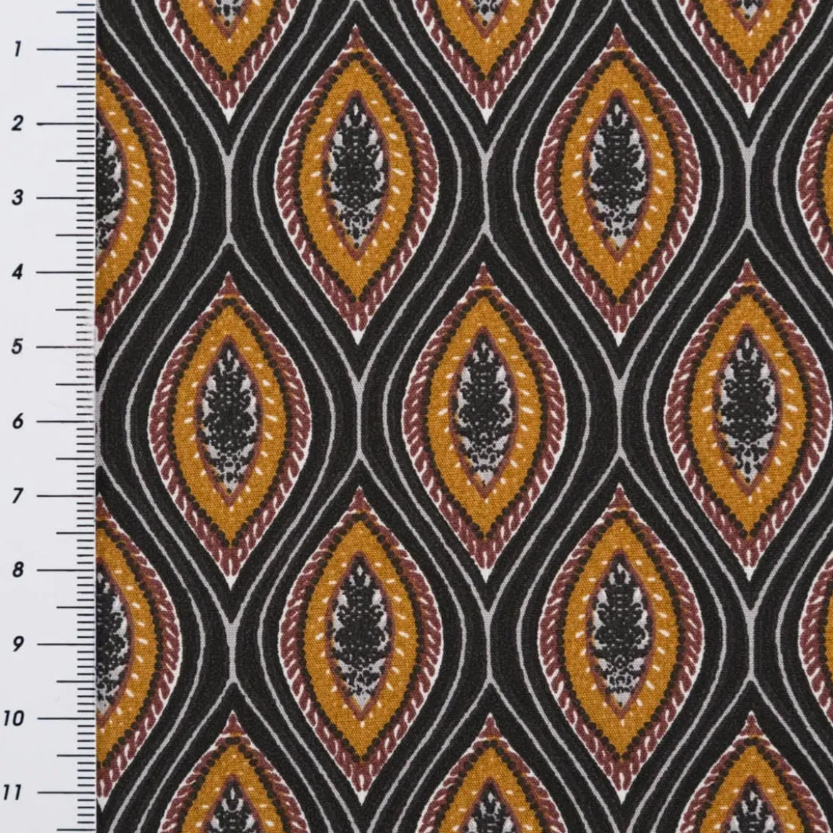 Baumwollstoff Popeline Jana Retro schwarz braun 1,45m Breite