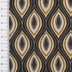 Baumwollstoff Popeline Jana Retro schwarz gelb 1,45m Breite
