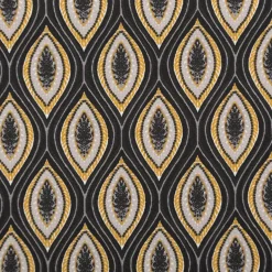 Baumwollstoff Popeline Jana Retro schwarz gelb 1,45m Breite