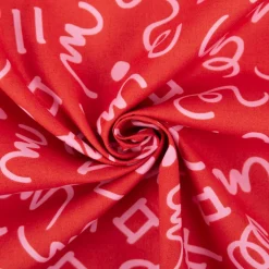 Baumwollstoff Popeline Kritzel rot pink 1,48m Breite