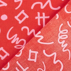 Baumwollstoff Popeline Kritzel rot pink 1,48m Breite