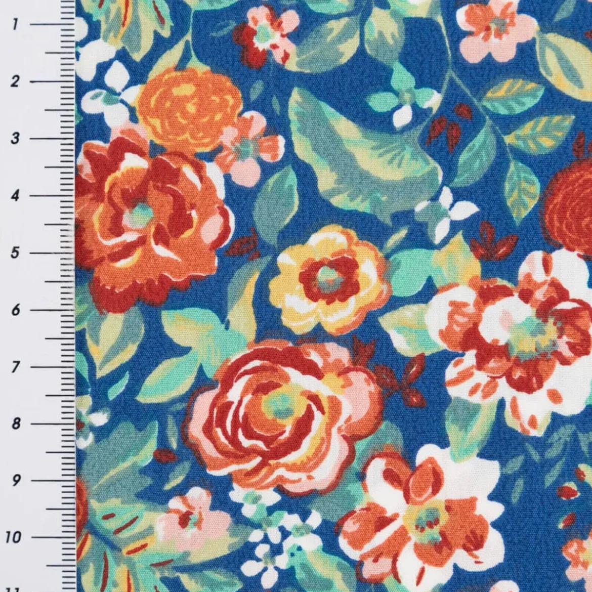 Baumwollstoff Popeline Leontine Blümchen blau rot 1,45m Breite