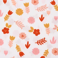 Baumwollstoff Popeline LOVELY STORY Blumen Blätter weiß rosa ocker 1,45m Breite