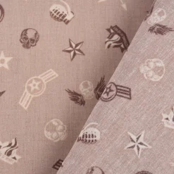 Baumwollstoff Popeline Militär Sterne Abzeichen taupe braun beige 1,5m Breite