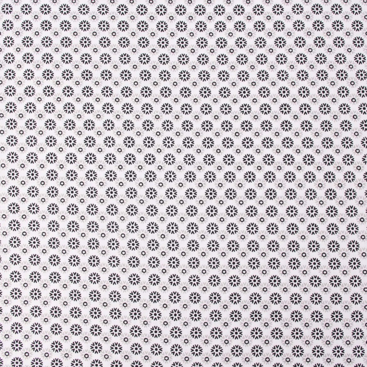 Baumwollstoff Popeline Minimals Blümchen Kreis-Ornamente weiß schwarz 1,48m Breite