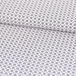 Baumwollstoff Popeline Minimals Blümchen Kreis-Ornamente weiß schwarz 1,48m Breite