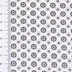 Baumwollstoff Popeline Minimals Blümchen Kreis-Ornamente weiß schwarz 1,48m Breite