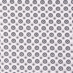 Baumwollstoff Popeline Minimals Blümchen Kreis-Ornamente weiß schwarz 1,48m Breite
