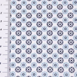 Baumwollstoff Popeline Minimals Blümchen Kreis-Ornamente weiß dunkelblau 1,48m Breite