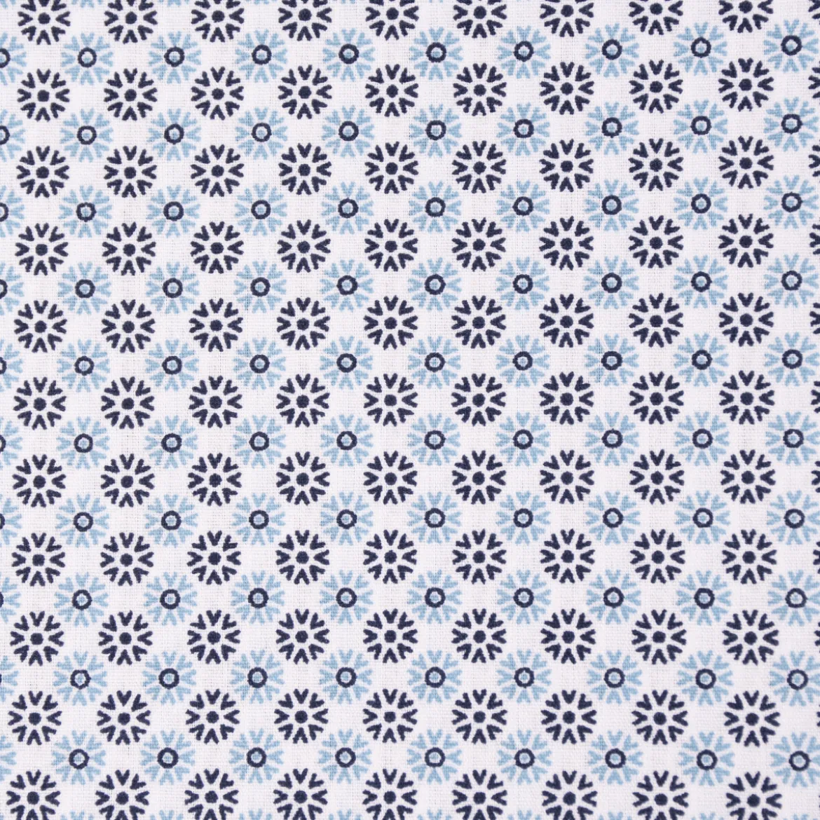 Baumwollstoff Popeline Minimals Blümchen Kreis-Ornamente weiß dunkelblau 1,48m Breite