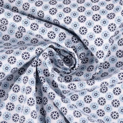 Baumwollstoff Popeline Minimals Blümchen Kreis-Ornamente weiß dunkelblau 1,48m Breite
