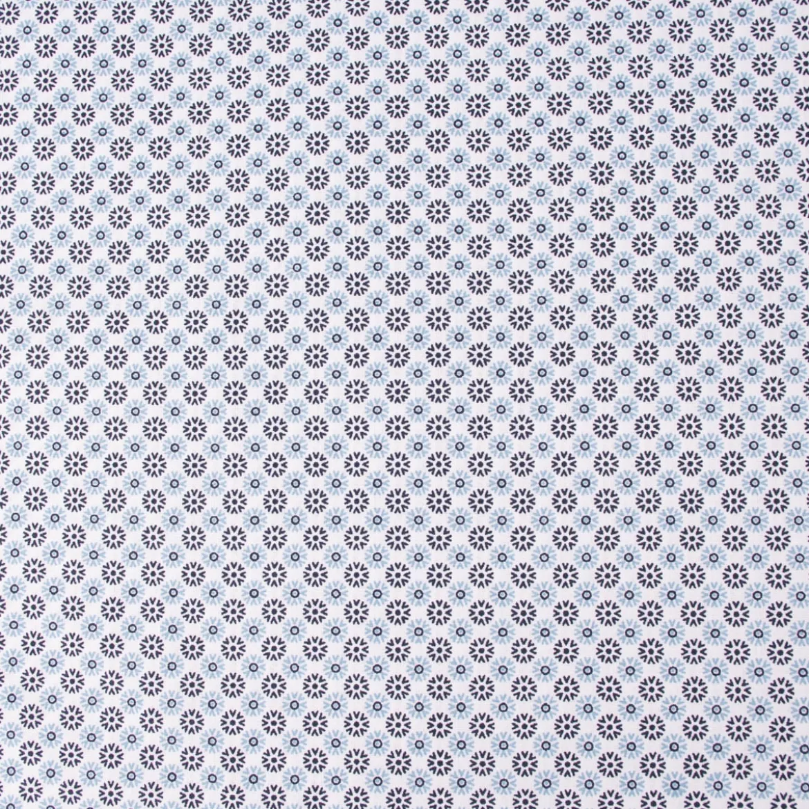 Baumwollstoff Popeline Minimals Blümchen Kreis-Ornamente weiß dunkelblau 1,48m Breite