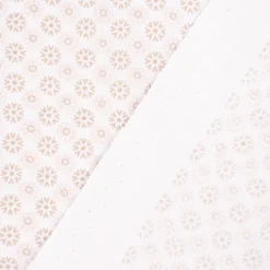 Baumwollstoff Popeline Minimals Blümchen Kreis-Ornamente weiß sand 1,48m Breite
