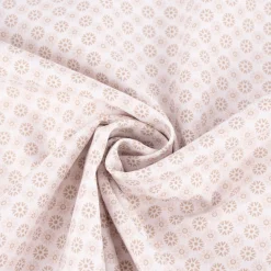 Baumwollstoff Popeline Minimals Blümchen Kreis-Ornamente weiß sand 1,48m Breite