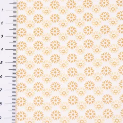 Baumwollstoff Popeline Minimals Blümchen Kreis-Ornamente weiß gelb 1,48m Breite
