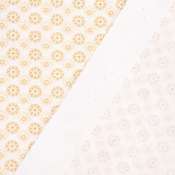 Baumwollstoff Popeline Minimals Blümchen Kreis-Ornamente weiß gelb 1,48m Breite