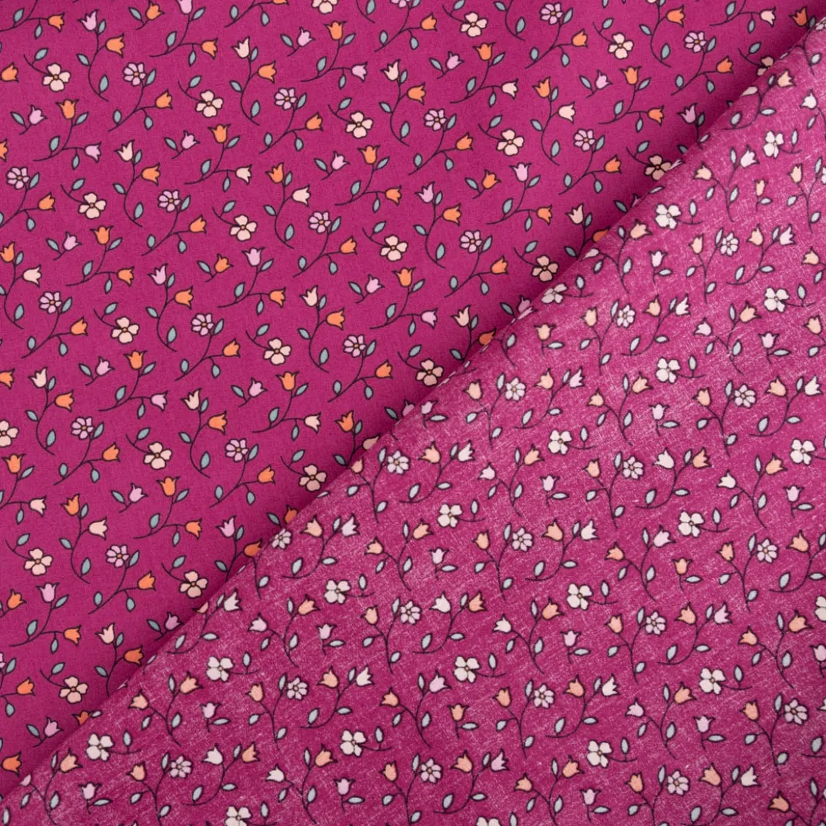 Baumwollstoff Popeline Mini Blümchen fuchsia 1,48m Breite