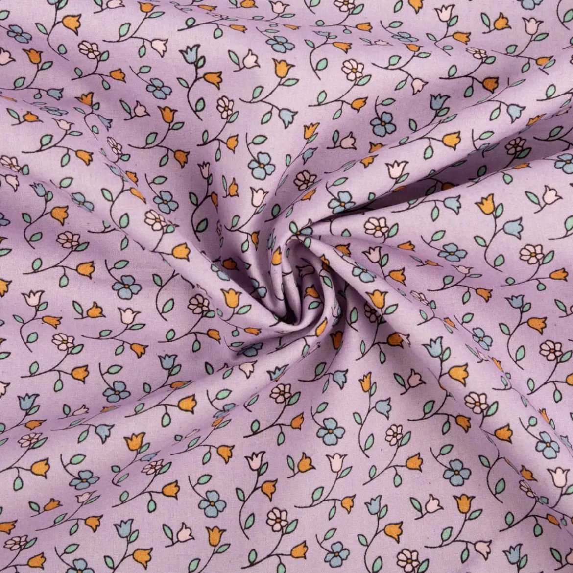 Baumwollstoff Popeline Mini Blümchen lila 1,48m Breite