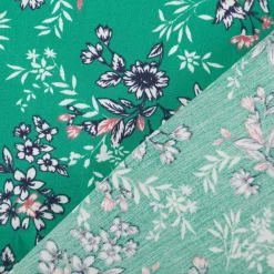 Baumwollstoff Popeline Odette Blümchen grün 1,45m Breite