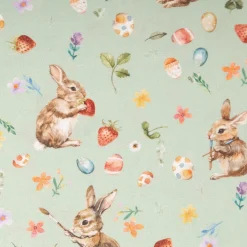Baumwollstoff Popeline Osterhasen Digitaldruck grün 1,42m Breite