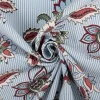 Baumwollstoff Popeline Panji Indienne Blumen Streifen ecru blau 1,50m Breite