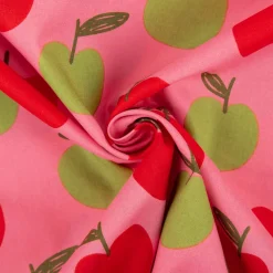 Baumwollstoff Popeline Äpfel rosa rot grün 1,48m Breite
