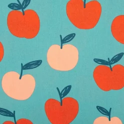 Baumwollstoff Popeline Äpfel türkis rot apricot 1,48m Breite