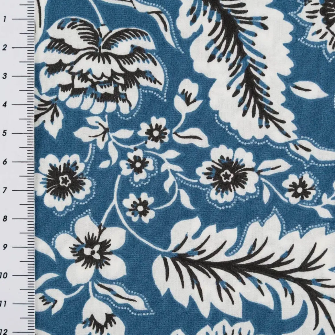 Baumwollstoff Popeline Romana Blumen blau 1,45m Breite