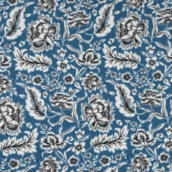 Baumwollstoff Popeline Romana Blumen blau 1,45m Breite