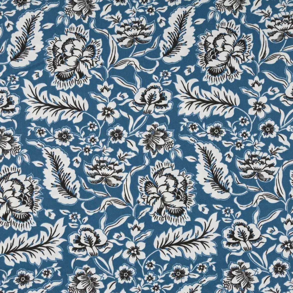 Baumwollstoff Popeline Romana Blumen blau 1,45m Breite