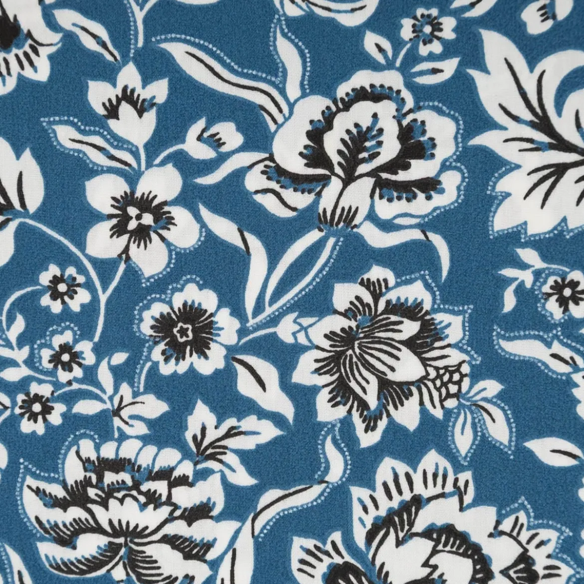 Baumwollstoff Popeline Romana Blumen blau 1,45m Breite