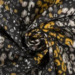Baumwollstoff Popeline Samburu abstrakte Mini-Blüten schwarz gelb 1,45m Breite