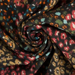 Baumwollstoff Popeline Samburu abstrakte Mini-Blüten schwarz rot1,45m Breite
