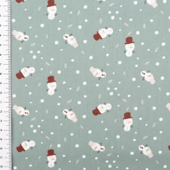 Baumwollstoff Popeline Schneemann mint – weich & pflegeleicht, 1,40 m Breite