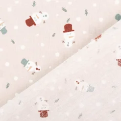 Baumwollstoff Popeline Schneemann sand – weich & pflegeleicht, 1,40 m Breite
