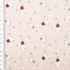 Baumwollstoff Popeline Schneemann sand – weich & pflegeleicht, 1,40 m Breite