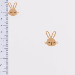 Baumwollstoff Popeline Stoff Hasen Köpfe wollweiß braun 1,45m Breite