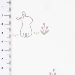 Baumwollstoff Popeline Stoff Hasen Blumen wollweiß rosa 1,45m Breite