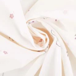 Baumwollstoff Popeline Stoff Hasen Blumen wollweiß rosa 1,45m Breite