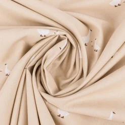 Baumwollstoff Popeline Stoff Gänse beige weiß 1,45m Breite