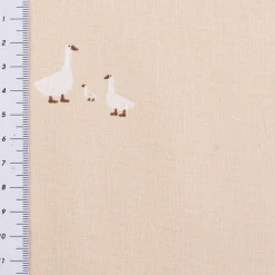 Baumwollstoff Popeline Stoff Gänse beige weiß 1,45m Breite