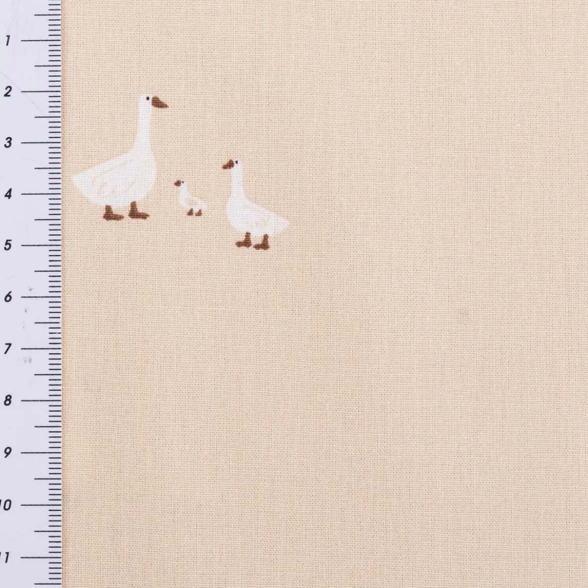 Baumwollstoff Popeline Stoff Gänse beige weiß 1,45m Breite