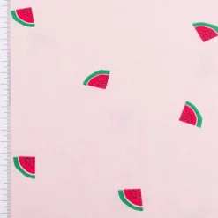 Baumwollstoff Popeline Stoff Wassermelone rosa grün 1,45m Breite
