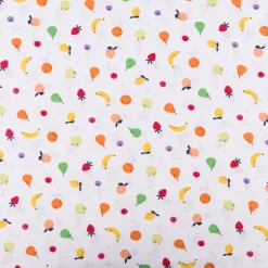 Baumwollstoff Popeline Stoff Tutti Frutti Früchte Apfel Beeren weiß bunt 1,45m Breite