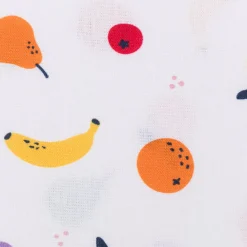 Baumwollstoff Popeline Stoff Tutti Frutti Früchte Apfel Beeren weiß bunt 1,45m Breite