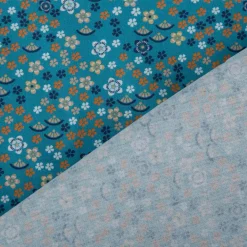 Baumwollstoff Popeline Stoff Millefleurs Blümchen türkis 1,45m Breite