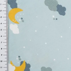 Baumwollstoff Popeline Stoff Mond Wolken hellblau 1,45m Breite